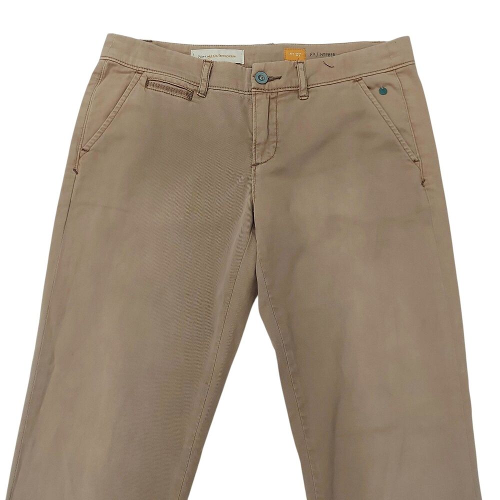 Pilcro by Anthropologie Hyphen Pants Womens 27 Tan Straight Leg Stretch Casual - Picture 2 of 12